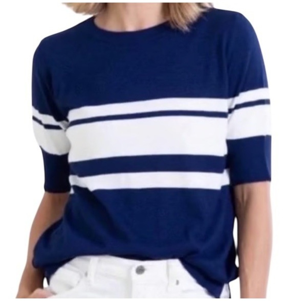 Mer Sea Court Short Sleeve‎ Striped Sweater Women Size Medium
